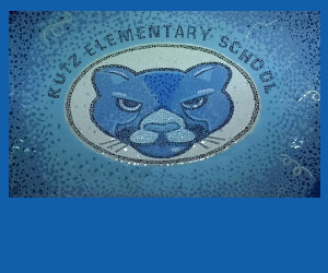  Kutz cougar head in blue mosaic